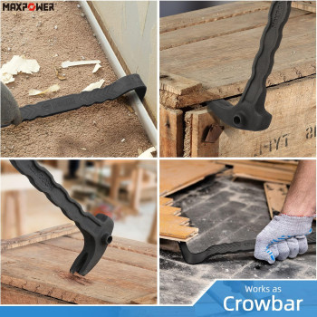 Maxpower 2Pcs Pry Bar Set Heavy Duty Flat Pry Bar 15Inch And Claw Nail Puller 12Inch Strikable Head And Full Body Drop Forge