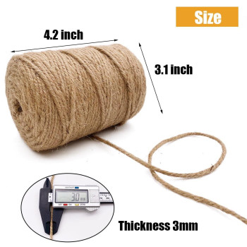 Leecogo 3Mm Jute Twine 328 Feet Heavy Duty And Durable Brown Twine For Crafting Gardening And Diy Projects