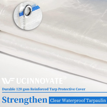 Ucinnovate 6X10 Ft Clear Tarps Heavy Duty Waterproof 2Pack 12X12 Weave Study Clear Poly Tarp With Grommets 12 Mil Tear Resist