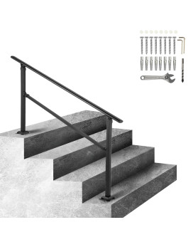 Vevor Handrail For Outdoor Steps 34 Steps Outdoor Handrail Adjustable Metal Staircase Handrail Thickened Stair Railings For