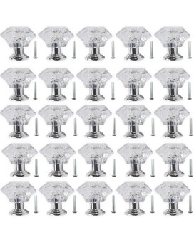 Nsbell 26Pcs Clear Crystal Drawer Knobs 24Mm Diamondshaped Acrylic Cabinet Knobs Pulls For Kitchen Dresser Drawer And Cupboard