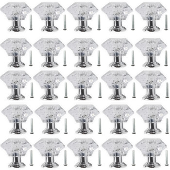 Nsbell 26Pcs Clear Crystal Drawer Knobs 24Mm Diamondshaped Acrylic Cabinet Knobs Pulls For Kitchen Dresser Drawer And Cupboard