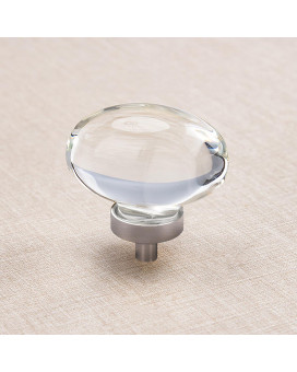 Clctk 8 Pack Glass Cabinet Knobs And Pulls Oval Crystal Knobs For Dresser Drawers Brushed Nickel Kitchen Cabinet Knobs Egg Sha