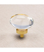 Clctk 16 Pack Glass Cabinet Knobs And Pulls Oval Crystal Knobs For Dresser Drawers Satin Brassgold Kitchen Cabinet Knobs Egg