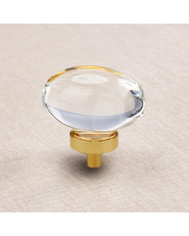 Clctk 16 Pack Glass Cabinet Knobs And Pulls Oval Crystal Knobs For Dresser Drawers Satin Brassgold Kitchen Cabinet Knobs Egg