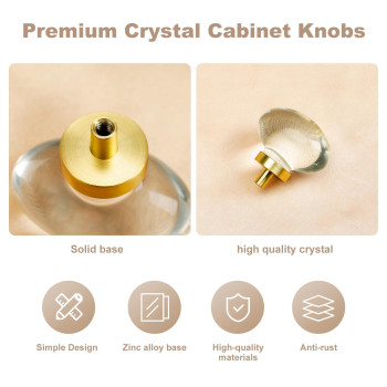 Clctk 16 Pack Glass Cabinet Knobs And Pulls Oval Crystal Knobs For Dresser Drawers Satin Brassgold Kitchen Cabinet Knobs Egg