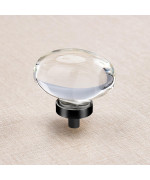 Clctk 16 Pack Glass Cabinet Knobs And Pulls Oval Crystal Knobs For Dresser Drawers Matte Black Kitchen Cabinet Knobs Egg Shape