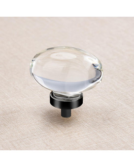 Clctk 16 Pack Glass Cabinet Knobs And Pulls Oval Crystal Knobs For Dresser Drawers Matte Black Kitchen Cabinet Knobs Egg Shape