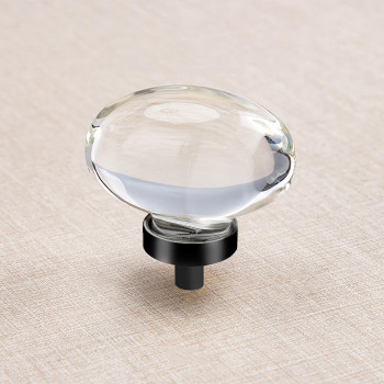 Clctk 16 Pack Glass Cabinet Knobs And Pulls Oval Crystal Knobs For Dresser Drawers Matte Black Kitchen Cabinet Knobs Egg Shape