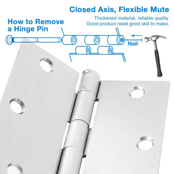 30 Pack Square Door Hinges Satin Nickel 35 X 35 Inch Brushed Nickel Door Hinges 3 12 Interior Door Hinges Square Corners