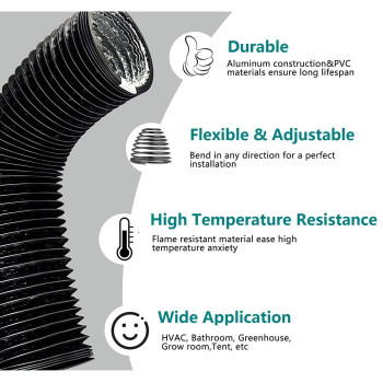 Dryer Vent Hose 4 Inch Air Duct 16 Feet Flexible Adjustable Pvc Heavyduty Fourlayer Air Duct Hose With 2 Screw Clamps For Hvac