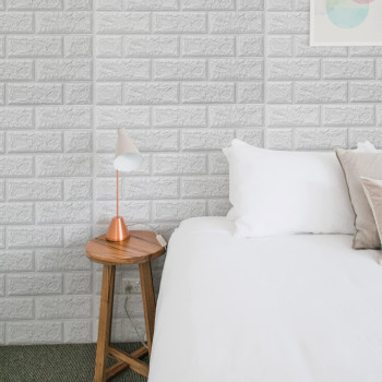 Art3D 30Pcs 3D Brick Wallpaper In White Faux Foam Brick Wall Panels Peel And Stick Waterproof For Bedroom Living Room And La