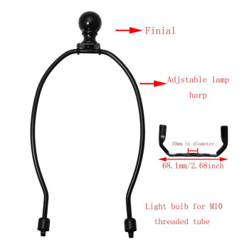 Dgbrsm 10 Inch Lamp Harp Holder With 112 Inch Lamp Finial Oil Rubbed Black Steel Ball Knob Lamp Shade Finial For Table And Flo