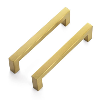 Ravinte 30 Pack 5 Inch Square Cabinet Handles Brushed Brass Kitchen Pulls For Cabinets Stainless Steel Kitchen Hardware Cabinet