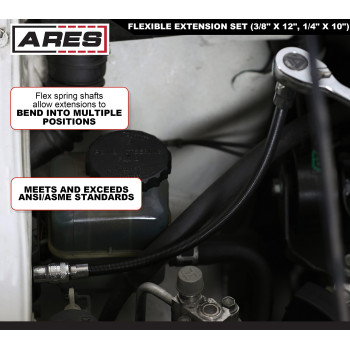 Ares 42072 2Piece Flexible Socket Extension Set 14Inch And 38Inch Drive Extensions 10Inch And 12Inch Extensions Wit