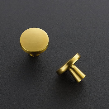 Ravinte 5 Pack Drawer Pulls 114 Inch Kitchen Cabinet Knobs Solid Brushed Brass Round Dresser Drawer Knobs Gold Dresser Knobs D