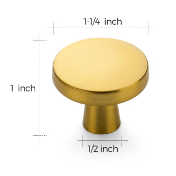 Ravinte 5 Pack Drawer Pulls 114 Inch Kitchen Cabinet Knobs Solid Brushed Brass Round Dresser Drawer Knobs Gold Dresser Knobs D