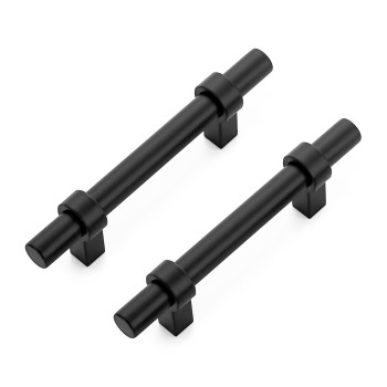 Ravinte 30 Pack 5 Inch Cabinet Pulls Matte Black Kitchen Cabinet Hardware Cupboard Handles With Square Base 5 Length 3 Hole