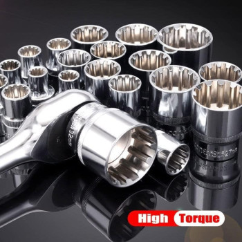 Spline Socket Set 12 Drive Universal Metric 832Mm 12Point Crv Socket Set 19Pcs