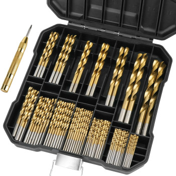 Ticonn 99Pcs Titanium Coated Drill Bit Set 135 Degree Tip Hss Bits Kit With Storage Case For Aluminum Copper Soft Alloy Steel