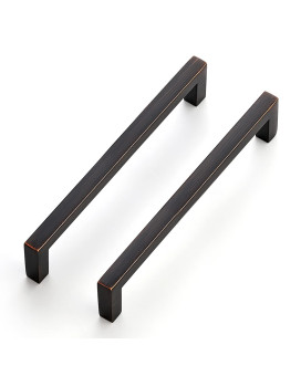 Ravinte 30 Pack Solid 5 Inch Center To Center Slim Square Bar Drawer Handles Kitchen Cabinet Handles Oilrubbed Bronze Drawer Pu