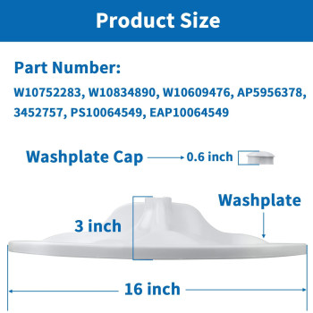 W10752283 Washer Washplate Replace W10834890 W10609476 Ap5956378 3452757 Ps10064549 Eap10064549 Compatible With Whirlpool