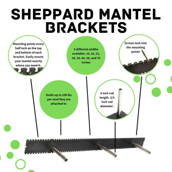 Floating Mantel Bracketsheppard Bracketssheppard Systemheavy Duty Floating Mantel Bracket 4 In Rods 70 In Backplate