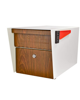 Mail Boss 7520 Mail Manager Locking Mailbox Medium Cream White Wood Grain