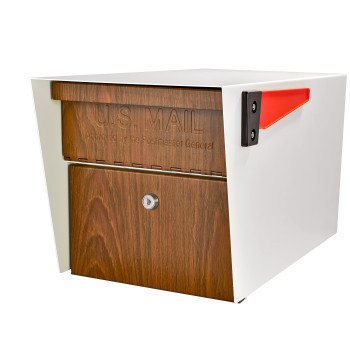 Mail Boss 7520 Mail Manager Locking Mailbox Medium Cream White Wood Grain