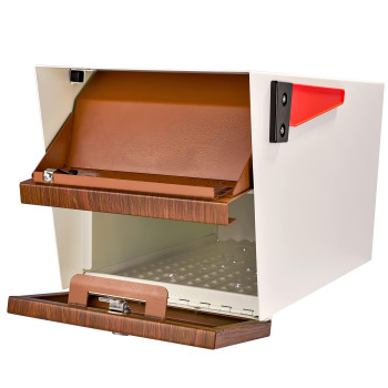 Mail Boss 7520 Mail Manager Locking Mailbox Medium Cream White Wood Grain