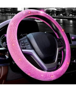 Valleycomfy Steering Wheel Cover For Women Bling Bling Crystal Diamond Sparkling Car Suv Wheel Protector Universal Fit 15 Inch