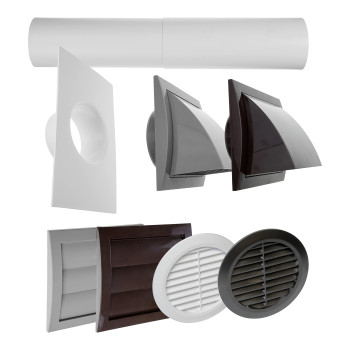 4 Inch Adjustable Throughwall Vent Duct White Different Vent Covers On Both Sides Possible For Vent Dryer Kit Plastic P