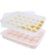 Anyumocz 2 Pack Covered Egg Holder Clear Egg Holder Storage Container Stackable Plastic Refrigerator Egg Trays For Deviled Egg P