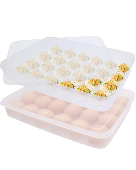 Anyumocz 2 Pack Covered Egg Holder Clear Egg Holder Storage Container Stackable Plastic Refrigerator Egg Trays For Deviled Egg P