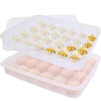 Anyumocz 2 Pack Covered Egg Holder Clear Egg Holder Storage Container Stackable Plastic Refrigerator Egg Trays For Deviled Egg P