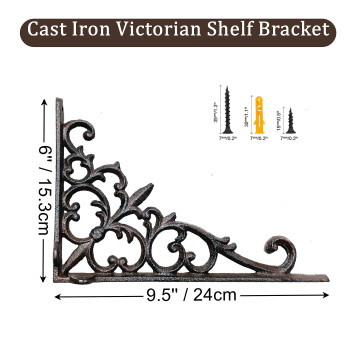 Z Metnal Decorative Shelf Brackets 6 X 9 Inch Cast Wrought Iron Metal Mailbox Bracket 90 Right Angle Victorian Brackets Wall