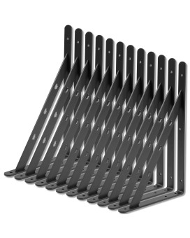 Aluminum Alloy 12 Pack 12 Inch X 8Inch Heavy Duty Shelf Bracket Max Load 360 Lbs Shelf Brackets 12 Floating Shelf Brac