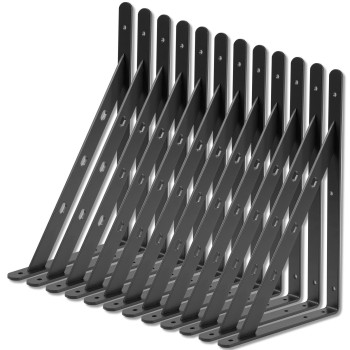 Aluminum Alloy 12 Pack 12 Inch X 8Inch Heavy Duty Shelf Bracket Max Load 360 Lbs Shelf Brackets 12 Floating Shelf Brac