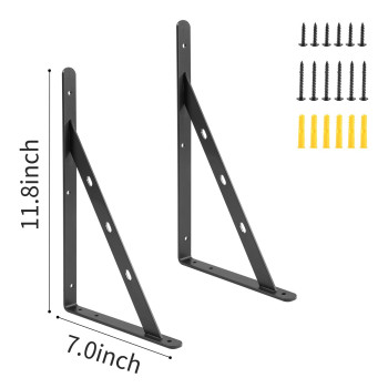 Aluminum Alloy 12 Pack 12 Inch X 8Inch Heavy Duty Shelf Bracket Max Load 360 Lbs Shelf Brackets 12 Floating Shelf Brac