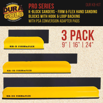 Duragold Pro Series Kblock Sander Firm Flex Hand Sanding Block Kit 9 16 And 24 With Hook Loop Backing And Psa Sand