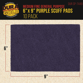 Duragold Premium 6 X 9 Purple Medium Fine 600 Grit General Purpose Scuff Pads Box Of 10 Scuffing Scouring Sanding Cle