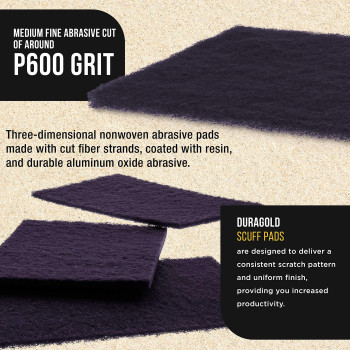 Duragold Premium 6 X 9 Purple Medium Fine 600 Grit General Purpose Scuff Pads Box Of 10 Scuffing Scouring Sanding Cle