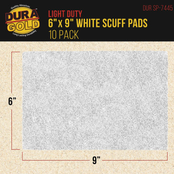 Duragold Premium 6 X 9 White Light Duty Scuff Pads Box Of 10 Final Scuffing Scouring Cleaning Cleansing Surfaces Pre