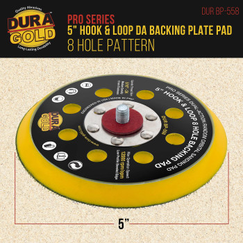 Duragold Pro Series 5 Hook Loop Da Backing Plate Pad 8 Hole Pattern Dustless Low Profile Edge Medium Density Dualacti