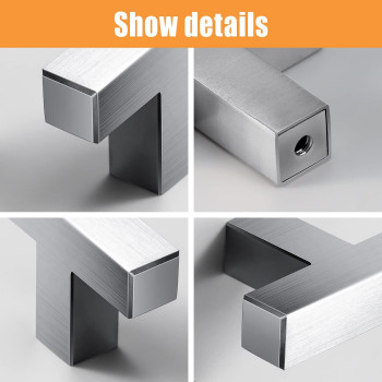 Vehcil 20 Pack T Bar Square Cabinet Knobs Single Hole Cabinet Pulls Brushed Nickel Cabinet Handles For Kitchen Cupboard Closet