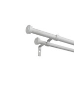 Exclusive Home Topper Double Curtain Rod And Finial Set Matte White Adjustable 3672