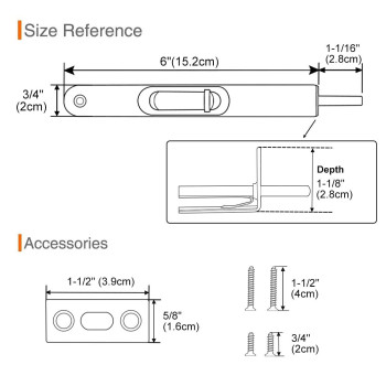 Kovosch 4 Pack Flush Bolt 6 Inch Heavy Duty Flush Bolt For Double Door Solid French Door Lock Black