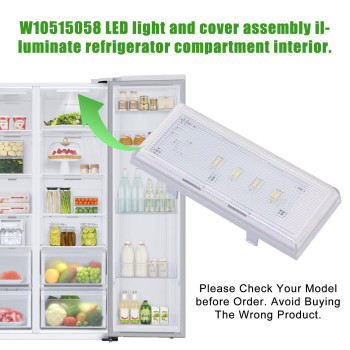 New W10515058 Refrigerator Freezer Main Led Light Set And Driver For Whirlpool Kenmore With Tapered Lens And Bezel Replaces W10