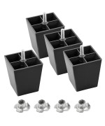 Masendelk 3 Inch Plastic Furniture Legs Square Couch Legs Black Sofa Legs Set Of 4 Mid Century Furniture Feet M8 Replacement L