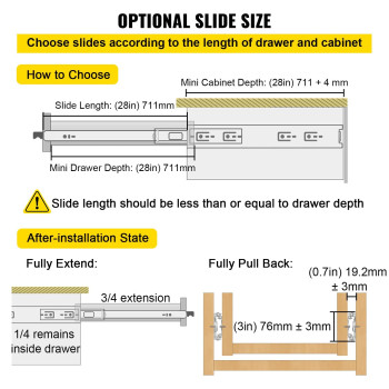 Vevor Drawer Slides With Lock 1 Pair 28 Inch Heavyduty Industrial Steel Up To 500 Lbs Capacity 3Fold Full Extension Ball B